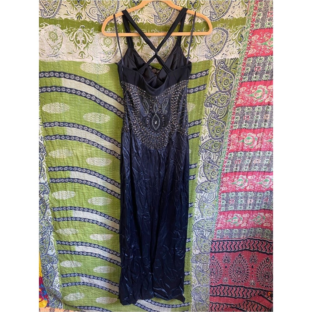 RARE Y2K Sue Wong Nocturne Black Old Hollywood Whimsigoth Silk Beaded Gown 6 - Picture 12 of 16
